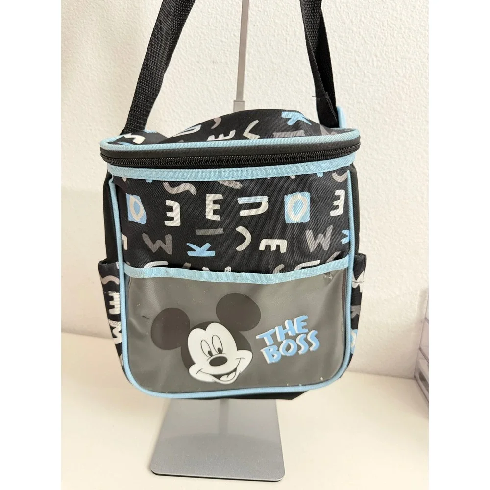 Disney Mickey Mouse The Boss Diaper Bag Messenger Crossbody Black Blue Print